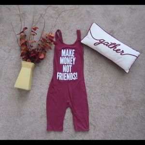 “Make Money Not Friends” Burgundy Romper